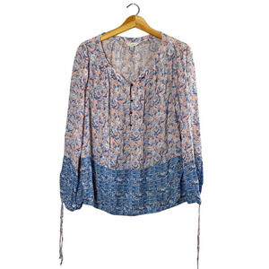 Pink and Black Boho Lucky Brand Blouse L